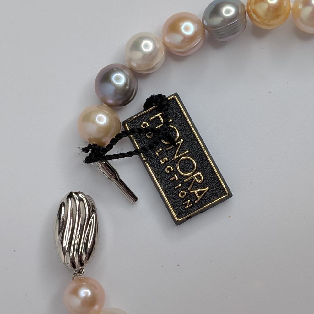 Honora Freshwater Pearl Necklace Pastel Multicolor Sterling Silver Strand Pouch - Picture 8 of 10